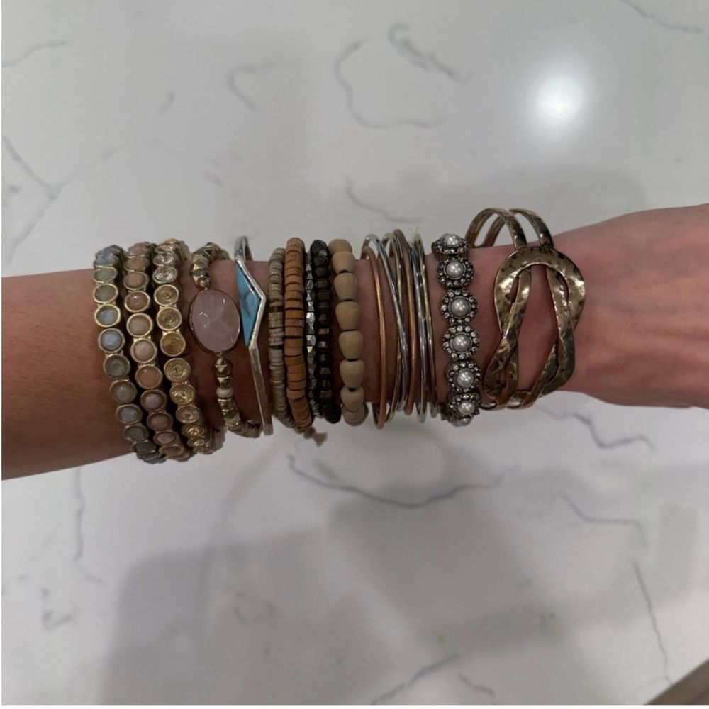 Loft Multi Metal Stack Cuff Bracelets - image 3